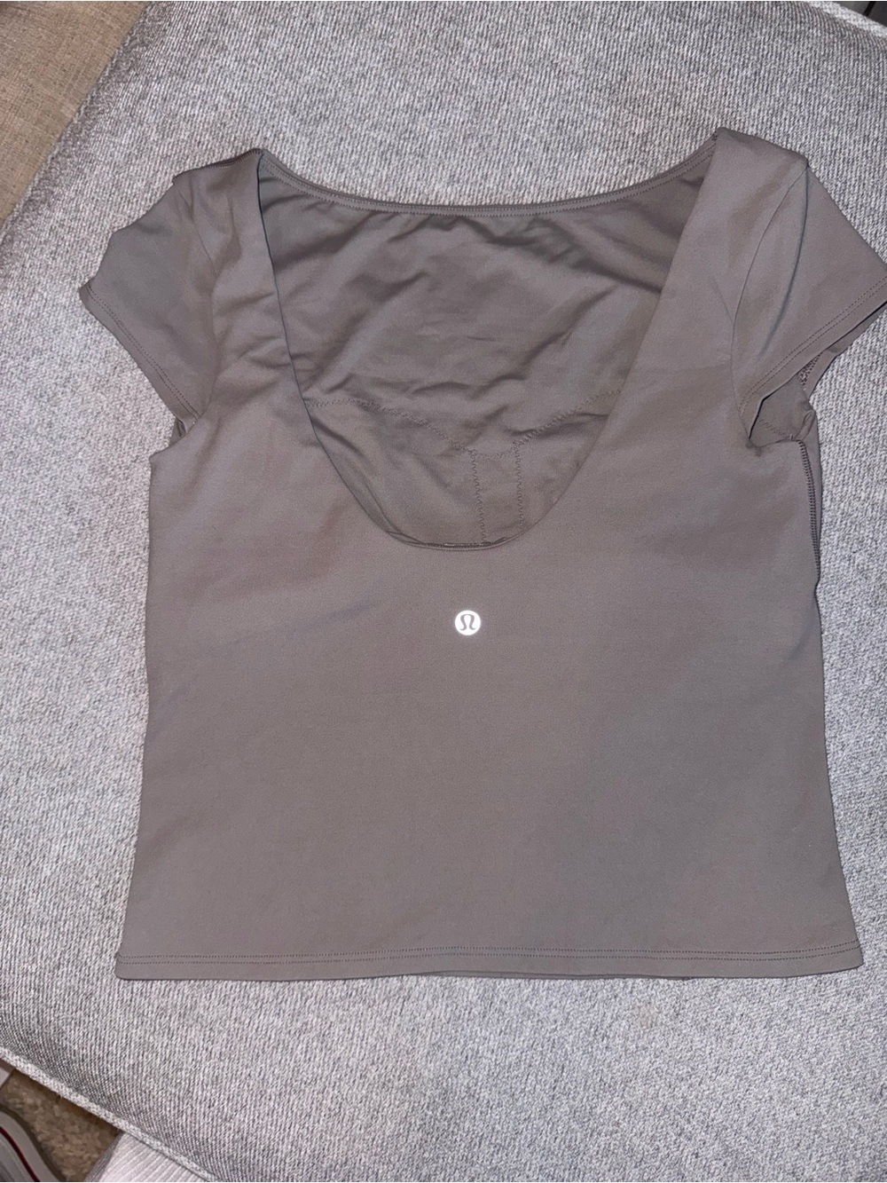 Lululemon-Scoop-Back Align Short Sleeve Top in Warm Ash Gray-8 - Picture 2 of 4